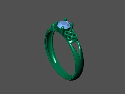 Womens Rings With Stone Ring Ready STL 3DM Models Rings women 3D print model 33