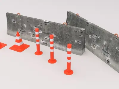Street Sign Construction Low-poly 3D model