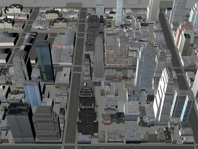 Modern birdseye view of urban Urban buildings office buildings 3D model