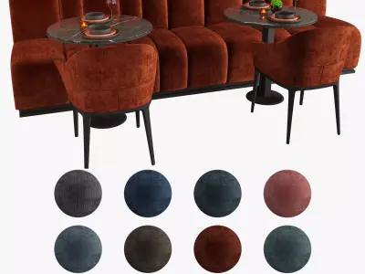 Straight Restaurant Cafe Sofa Tableware part3 - 12 colors  3D model