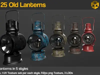 Aren Old Lanterns - Unity package Low-poly 3D model