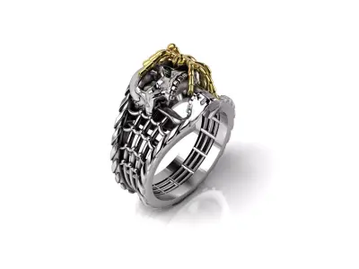 Scull Spider Biker Ring 3D print model