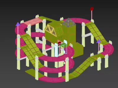 Educational Magnetic Racing Track Tiles Toys 3D model