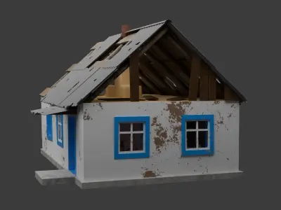 Old Village House Distroyed 3D model