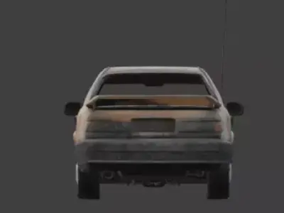 Wrecked Sedan Car Post Apocalyptic 3D Model Low-poly 3D model