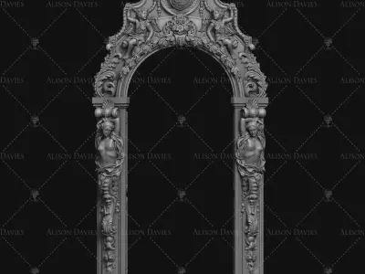 Ornate elaborate door arch fits my Folly 3D print model 3D print model