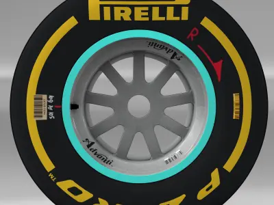 W06 Soft rear tyre Low-poly 3D model