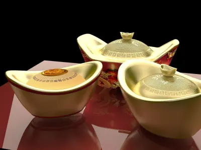 Chinese gold Ingot  3D model order