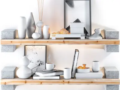 Minimalist Shelving System Decor Set 3D model
