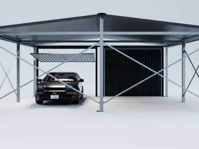 Open-type garage 3D model