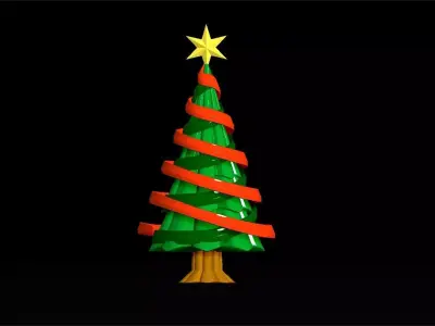 christmas tree with ribbon assembly model 3D print model