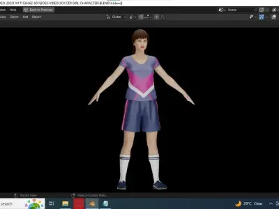 SOCCER GIRL PLAYER REALISTIC CHARACTER 3D model