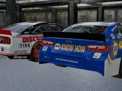 Car Showroom and cars Low-poly 3D model