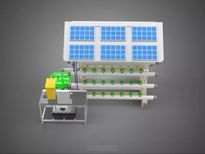 HYDROPONIC IOT SMART SOLAR ENERGY PV FARM PLANT WATER NUTRIENT 3D model