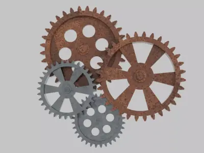 Industrial Metal Gears Wall Art Low-poly 3D model