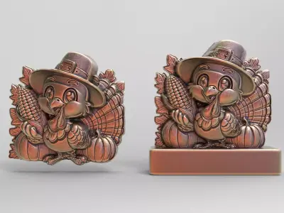 turkey with corn 3D print model