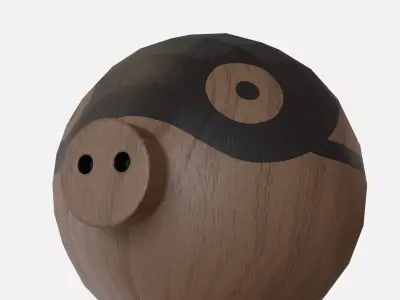 Wood pig Low-poly 3D model