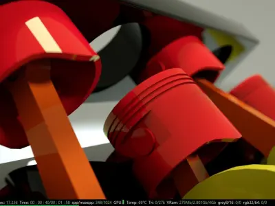 V8 Engine Animated - Octane Render 3D model