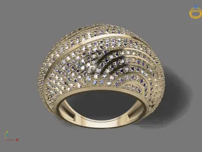 STL 3DM Print Ready Women Diamond Ring Lightweight Printable  3D print model 180