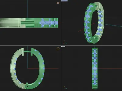 Earrings 1 hoop with diamonds Free 3D print model