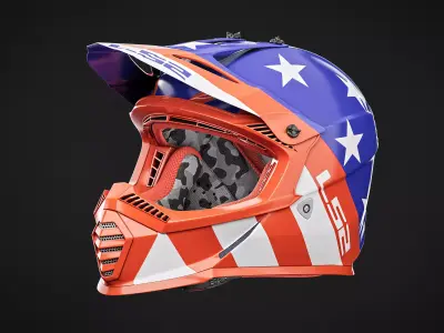 Motocross Helmet LS2 - America Version 3D model