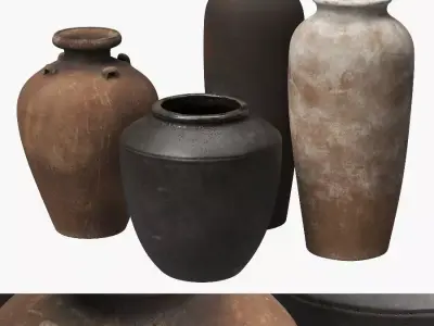 Artisan hand painted vases 03 3D model