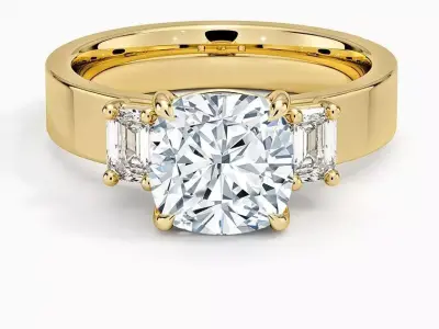 Three stone diamond ring 02 3D print model