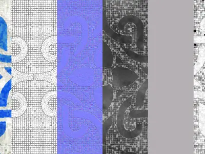 Mosaic Tiles Pattern 2 Seamless PBR Material Texture