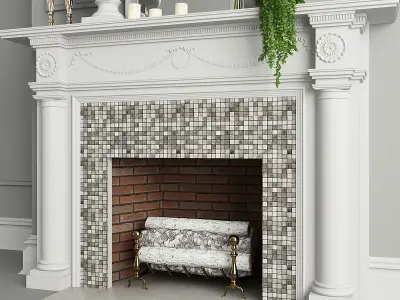 Fireplace Decor Plants 3D model