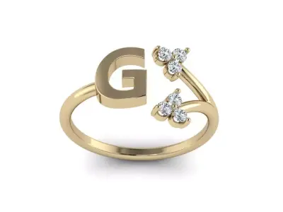 Jewelry Alphabet Ring  G with Diamonds  3D print model