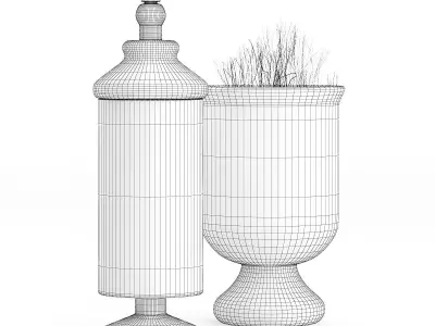 Glass Containers with Sand and Shells 3D model