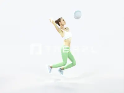 Beauty 17K Jumping Smashing Jumping Sports Woman Low-poly 3D model