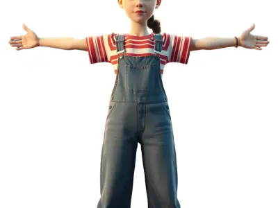 Youthful Character Overalls model pack Low-poly 3D model