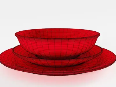 Polka Dot Bowl and Plates 3D model
