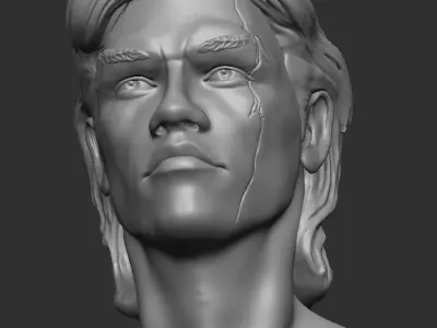 Head of brutal male with scar 3D print model