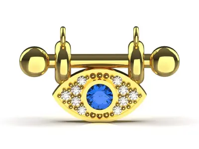 Gold Evil Eye Pendant with Diamonds Blue Sapphires Model jp0125 3D print model