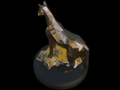 Steampunk Horse Rock Low-poly 3D model
