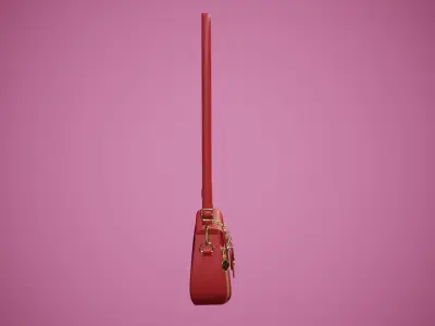 Flower red handbag with flower embroidery  Low-poly 3D model