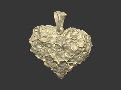 Forget me not heart treasure design crystal blossom 3D print model