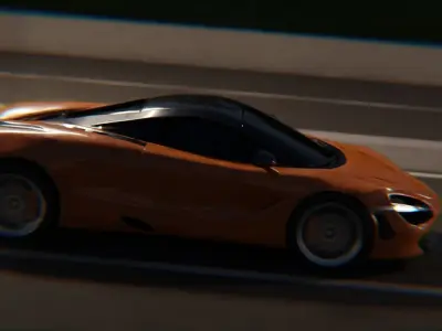  animated car driving on the road Low-poly 3D model