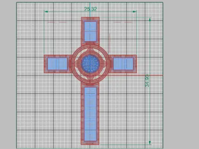 Diamond Cross Square N Round Turbine  3D print model