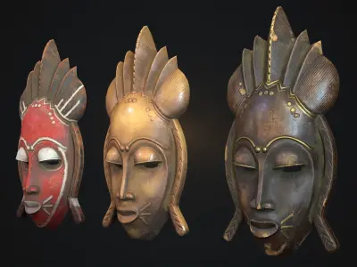 African mask 1 Low-poly 3D model