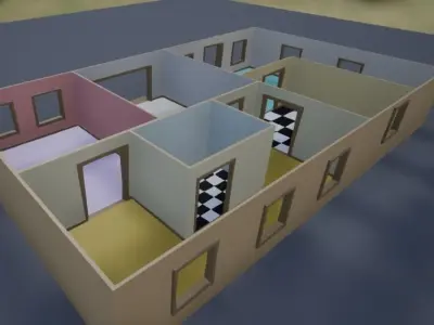 Simple Low Poly House Complete Kit Low-poly 3D model