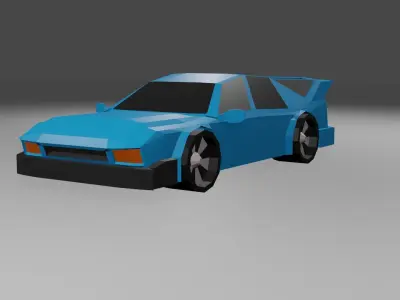 Low Poly Car colorful cars in row Low-poly 3D model