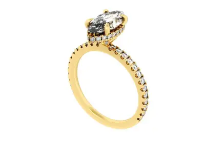 MARQUIS Cut Hidden Halo Engagement Ring 3D print model
