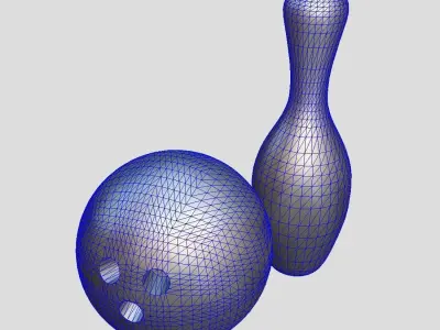Bowling Ball and Pin Low-poly 3D model