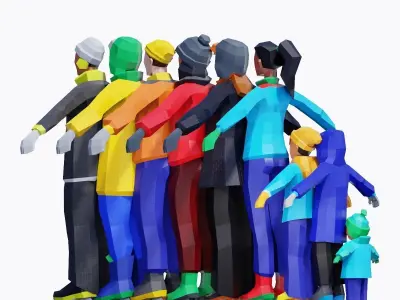 Ice Skating People - Animated and Rigged Low-poly 3D model