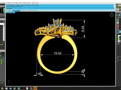 Luxury Layered Floral Gemstone Ring 3D Model  4441 3D print model
