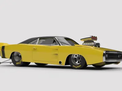 Dragster Dodge Charger 1970 3D model
