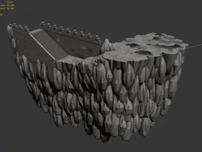 Game Mountain Building - City Wall 63 3D model
